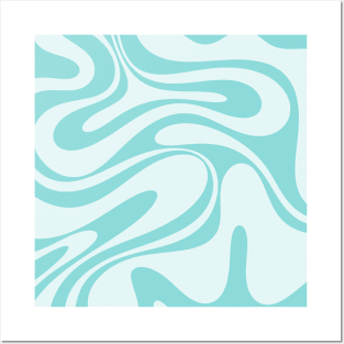 Retro Fantasy Swirl Abstract Pattern in Light Aqua Teal Posters and Art